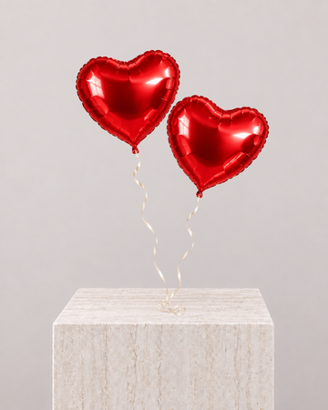 2 Heart Red Balloons