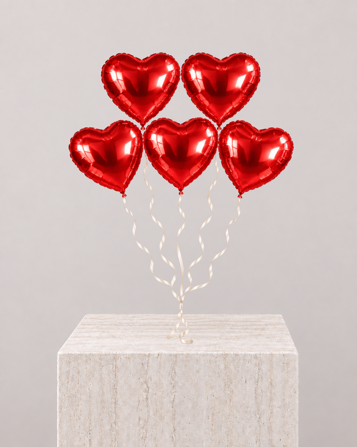 5 Heart Red Balloons Bouquet - La Rozen Luxury Flowers Dubai