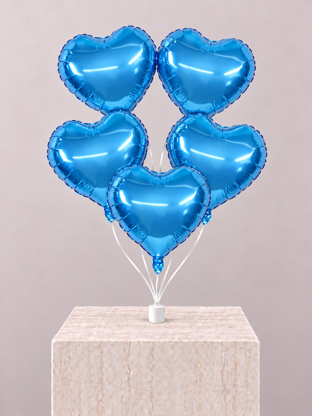 5 Heart Blue Balloons Bouquet