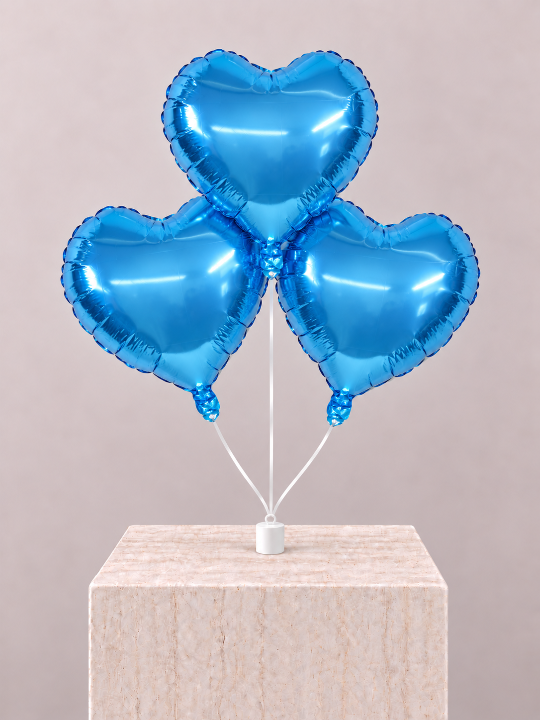3 Heart Blue Balloons