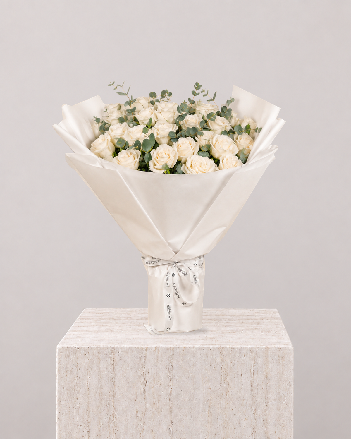 White Rose Bouquet - La Rozen Luxury Flowers Dubai