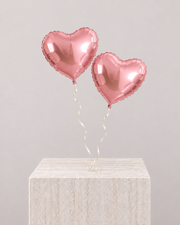 2 Heart Pink Balloons