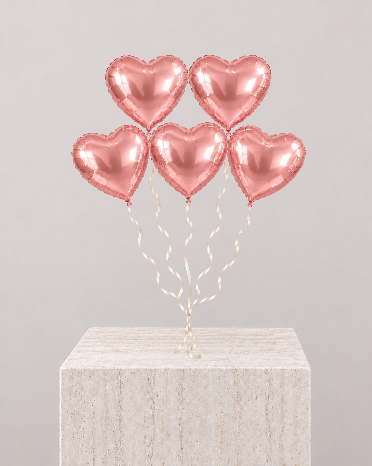 5 Heart Pink Balloons Bouquet - La Rozen Luxury Flowers Dubai