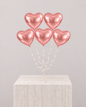 5 Heart Pink Balloons Bouquet