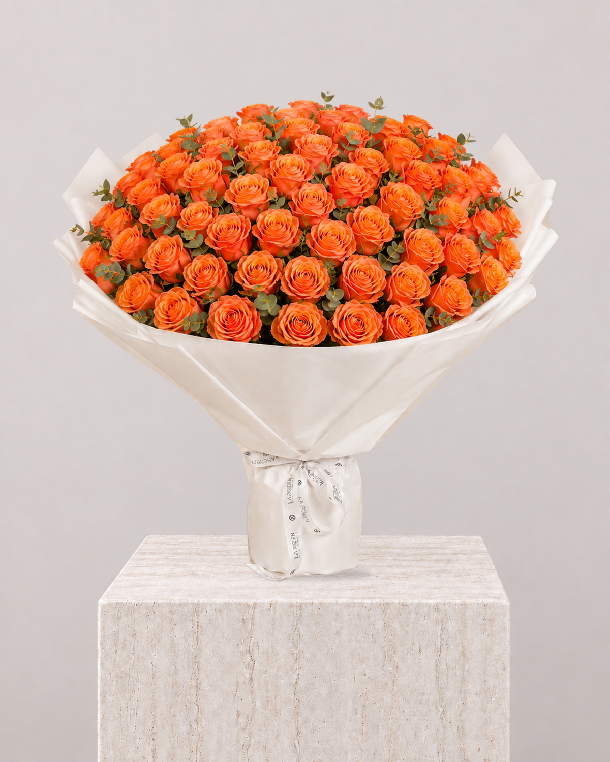 50 Orange Roses Bouquet - La Rozen Luxury Flowers Dubai