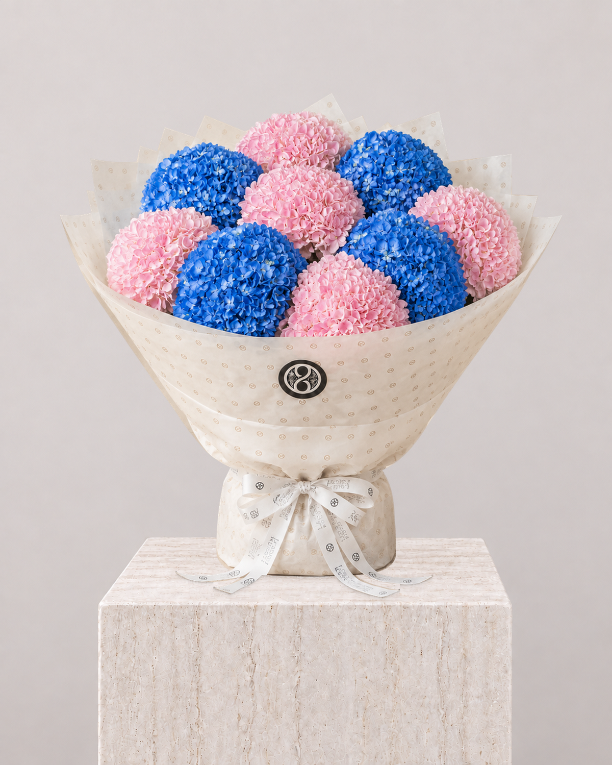 Blue & Pink Hydrangea Bouquet - La Rozen Luxury Flowers Dubai