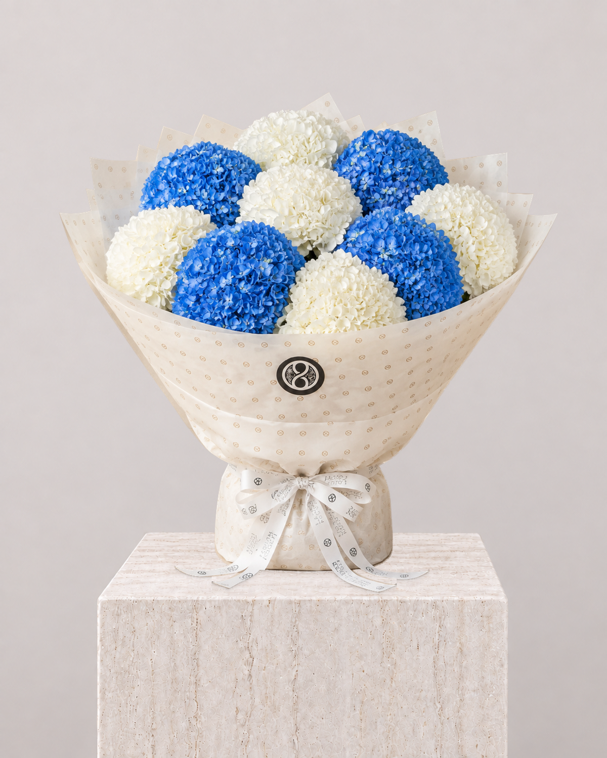 Blue & White Hydrangea Bouquet - La Rozen Luxury Flowers Dubai