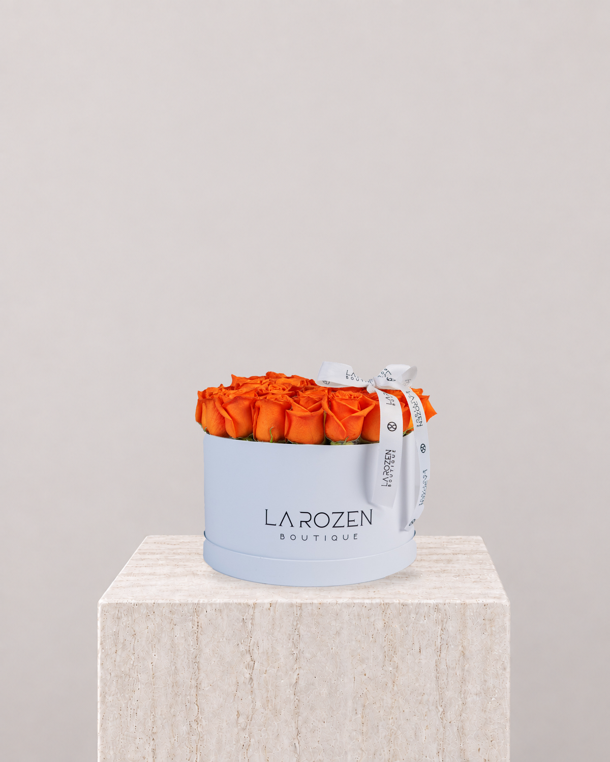 Orange Rose Hat Box - La Rozen Luxury Flowers Dubai
