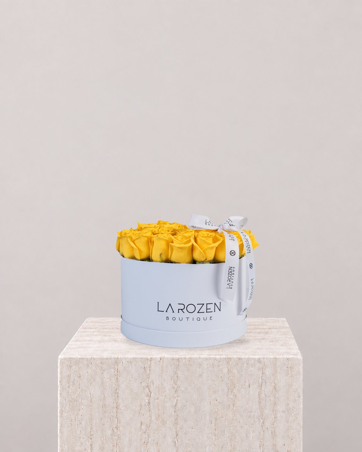 Yellow Rose Hat Box - La Rozen Luxury Flowers Dubai